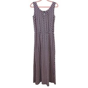 Talbots Dress Womens XS Blue Pink Floral Geometric Jersey Knit Maxi Cotton Modal